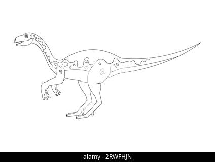 Schwarz-weiß Plateosaurus Dinosaurier Zeichentrickfigur Vektor. Malseite eines Plateosaurus-Dinosauriers Stock Vektor
