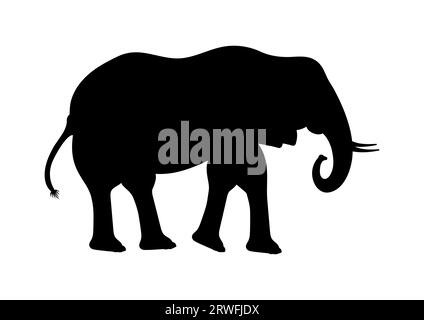 Elefant Silhouette Vektor. Elephant Cartoon-Figur Im Flachen Vektor-Design Stock Vektor