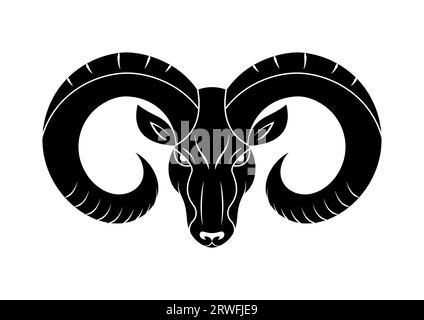 Schwarzer Ram-Kopf Silhouette Vektor Flaches Design Stock Vektor