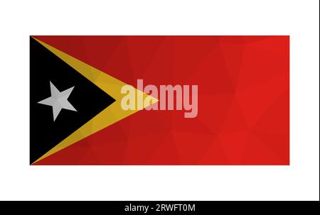 Vektor-isolierte Abbildung. Nationalflagge Osttimor. Offizielles Symbol von Timor-Leste. Kreatives Design in niedriger Poly-Optik mit dreieckigen Formen. Grad Stock Vektor