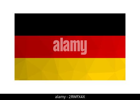 Vektorillustration. Nationalflagge mit schwarzen, roten und goldenen Streifen. Offizielles Symbol der Bundesrepublik Deutschland. Kreatives Design mit niedrigem Poly Stock Vektor
