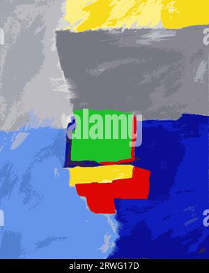 Moderne Abstrakte Kunst - Vektordarstellung Aus Der Originalen Zeitgenössischen Gemälde Farbenfrohe Komposition Stock Vektor