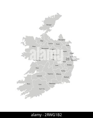 Vektorisolierte Illustration einer vereinfachten Verwaltungskarte der Republik Irland. Grenzen und Namen der Provinzen (Regionen). Graue Silhouetten. Stock Vektor