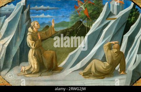 Francesco Pesellino (ca. 1422-1457) -- Franz von Assisi erhält die Stigmata um 1445 Stockfoto