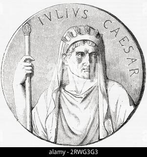 Julius Caesar, 100 v. Chr.-44 v. Chr. Diktator der Römischen Republik, Militärgeneral, Politiker, Autor seiner eigenen Geschichte. Aus Cassell's Illustrated History of England, veröffentlicht 1857. Stockfoto