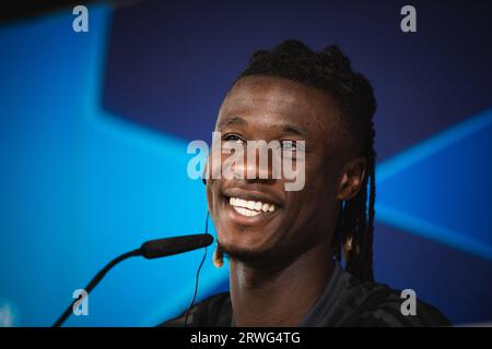 Madrid, Spanien. September 2023. Eduardo Camavinga (Real Madrid) während der Pressekonferenz am Tag vor dem Fußballspiel der Champions League gegen Union Berlin in Ciudad Real Madrid am 19. September 2023 in Valdebebas (Madrid), Spanien Credit: Independent Photo Agency/Alamy Live News Stockfoto