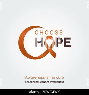 Empower Hope Colorectal Cancer Vector Background Stock Vektor