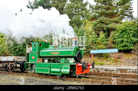 Boat of Garten Scotland Steam Rally the Bon Accord Small Green Engine and Steam Stockfoto