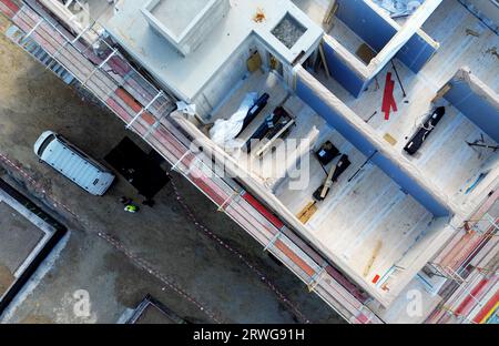 Berlin, Deutschland. September 2023. Baustelle des Vonovia Holzbauquartiers in Berlin-Kaulsdorf. Quelle: Britta Pedersen/dpa/Alamy Live News Stockfoto