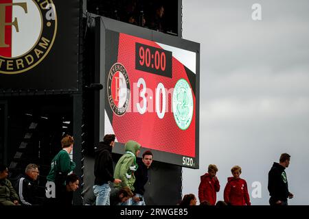 Rotterdam, Niederlande. September 2023. Rotterdam - das Endresultat während des 1. Leg der UEFA Youth League zwischen Feyenoord O19 gegen Celtic O19 in Nieuw Varkenoord am 19. September 2023 in Rotterdam, Niederlande. Anrede: Box to Box Pictures/Alamy Live News Stockfoto