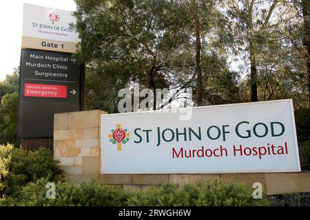 St. John of God Murdoch Hospital Eingangsschild Stockfoto