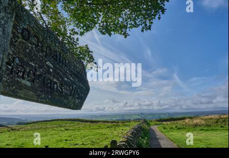 Fußweg zum Hadrianswall bei Steel Rigg, in der Nähe von Bardon Mill, Northumberland Stockfoto