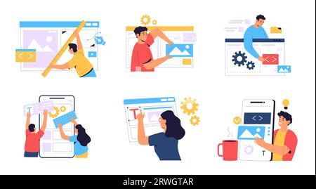 Web-Entwicklungskonzept, ux-Design des Projekts Stock Vektor