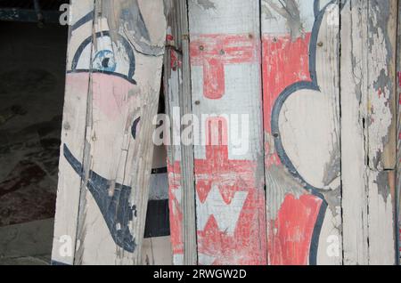 Dieses Schild wurde beim Aufräumen von Hurrikan Sandy im Keansburg Amusement Park entdeckt. Stockfoto