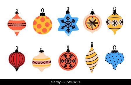 Weihnachtsspielzeug Icon Kollektion für Dekorationsspielzeug Stock Vektor