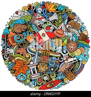 Kanadische Zeichentrickfilme. Lustiges kanadisches Design. Stock Vektor