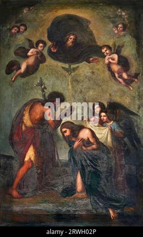 Battesimo di Cristo - olio su tela - Giuseppina Baccini - 1873 - Casalbuttano (CR) chiesa parrocchiale di S. Giorgio Stockfoto