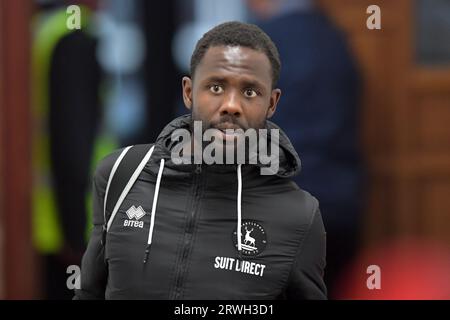 Hartlepool United ist Mani Dieseruvwe während des Spiels der Vanarama National League zwischen Altrincham und Hartlepool United in der Moss Lane, Altrincham am 19. September 2023. (Foto: Scott Llewellyn | MI News) Credit: MI News & Sport /Alamy Live News Stockfoto