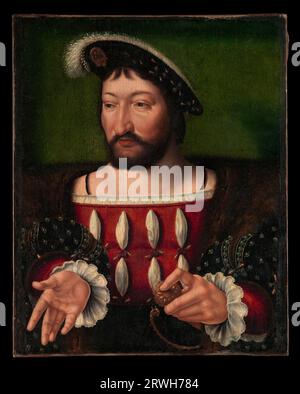 Franz I., 1494-1547, König von Frankreich, Ölgemälde aus der Werkstatt des niederländischen Künstlers Joos van Cleve, Öl auf Leinwand 1500er Jahre Stockfoto