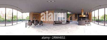 360 Panorama des Wohnraumes. Stockfoto