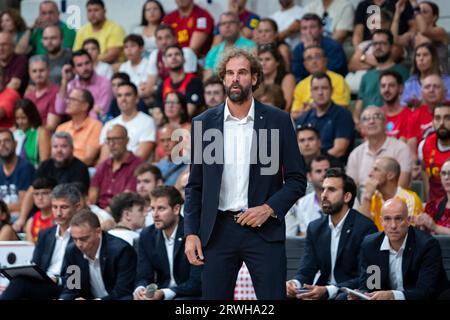 Murcia Región de Murcia Spanien 16. September 2023. Roger Grimau, Cheftrainer des FC Barcelona während des Spiels Real Madrid gegen FC Barcelona Super Copa Bal Stockfoto