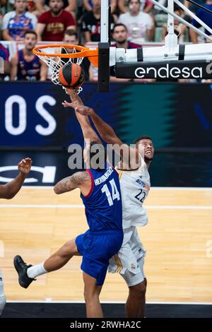 Murcia Región de Murcia Spanien 16. September 2023. Willy Hernangómez von Barcelona Walter Samuel Tavares da Veiga Cabo Verde von Real Madrid während der m Stockfoto