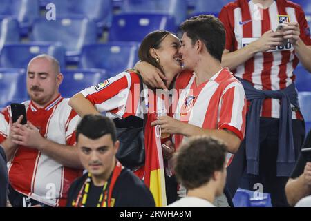 Rom, Italien. September 2023. Fans Atletico Madrid während des UEFA Champions League-Spiels SS Lazio gegen Atletico Madrid im Olimpico-Stadion am 19. September 2023 in Rom. Quelle: Unabhängige Fotoagentur/Alamy Live News Stockfoto