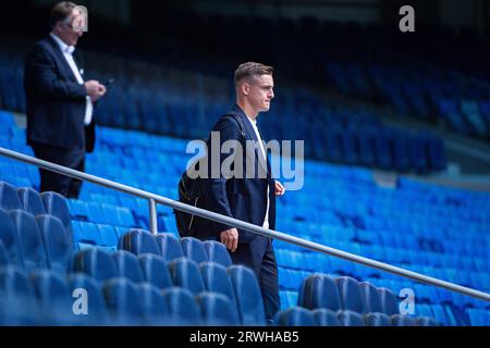 Madrid, Madrid, Spanien. September 2023. Felix Kroos, Bruder von Toni Kroos, während des Trainings der Union Berlin im Santiago Bernabeu Stadion, am Tag vor dem Spiel gegen Real Madrid am 19. September 2023 in Madrid, Spanien (Credit Image: © Alberto Gardin/ZUMA Press Wire) NUR REDAKTIONELLE VERWENDUNG! Nicht für kommerzielle ZWECKE! Stockfoto