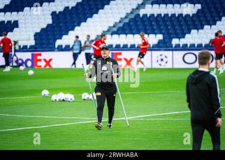 Madrid, Madrid, Spanien. September 2023. Urs Fischer, Trainer der Union Berlin, während der Trainingseinheit seines Teams im Santiago Bernabeu Stadion, am Tag vor dem Spiel gegen Real Madrid am 19. September 2023 in Madrid, Spanien (Credit Image: © Alberto Gardin/ZUMA Press Wire) NUR REDAKTIONELLE VERWENDUNG! Nicht für kommerzielle ZWECKE! Stockfoto