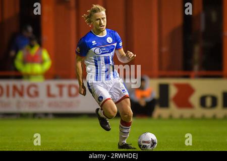 Hartlepool United ist Kieran Burton während des Spiels der Vanarama National League zwischen Altrincham und Hartlepool United in der Moss Lane, Altrincham am 19. September 2023. (Foto: Scott Llewellyn | MI News) Credit: MI News & Sport /Alamy Live News Stockfoto