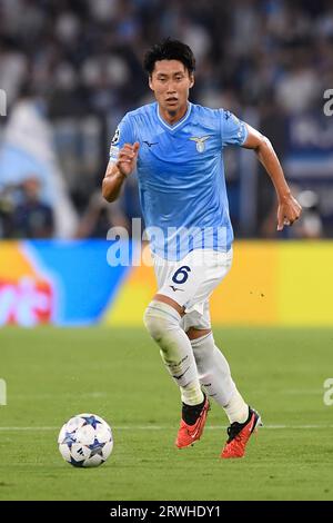 Rom, Italien. September 2023. Daichi Kamada von SS Lazio während des Champions-League-Fußballspiels der Gruppe E zwischen SS Lazio und Atletico Madrid im Olimpico-Stadion in Rom (Italien), 19. September 2023. Quelle: Insidefoto di andrea staccioli/Alamy Live News Stockfoto