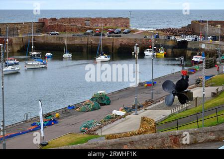 Blick auf einen bewölkten Dunbar im September Stockfoto