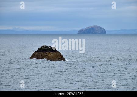 Blick auf einen bewölkten Dunbar im September Stockfoto