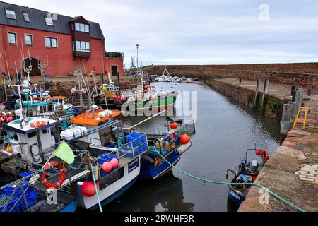 Blick auf einen bewölkten Dunbar im September Stockfoto