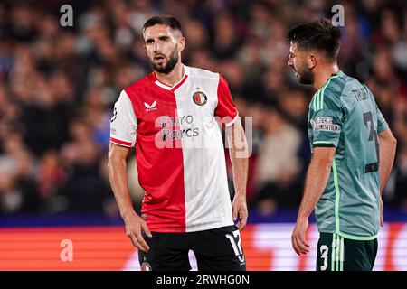 Rotterdam, Niederlande. September 2023. ROTTERDAM, NIEDERLANDE - 19. SEPTEMBER: Luka Ivanusec von Feyenoord schaut während des UEFA Champions League Gruppe-E-Spiels zwischen Feyenoord und Celtic im Stadion Feyenoord am 19. SEPTEMBER 2023 in Rotterdam, Niederlande, zu. (Foto von Andre Weening/Orange Pictures) Kredit: Orange Pics BV/Alamy Live News Stockfoto