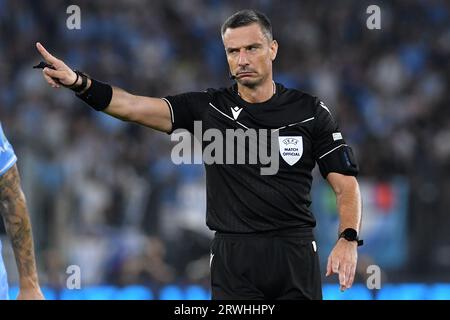 Stadio Olimpico, Rom, Italien. September 2023. Champions League Football, Group Stage Football; Lazio gegen Atletico Madrid; Schiedsrichter Slavko Vincic Credit: Action Plus Sports/Alamy Live News Stockfoto