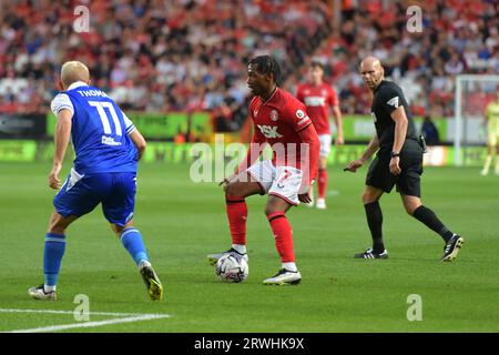 London, England. August 2023. Tayo Edun von Charlton Athletic während eines Sky Bet EFL League One Matches im Valley gegen Bristol Rovers Stockfoto