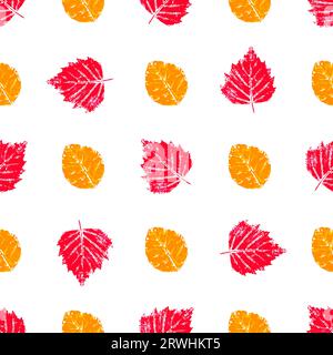 Niedliches nahtloses Muster. Textur von Orangenblättern mit Acrylfarbe. Druck für Stoffdesign, Textil, Stoff, Tapete, Geschenkpapier Stock Vektor