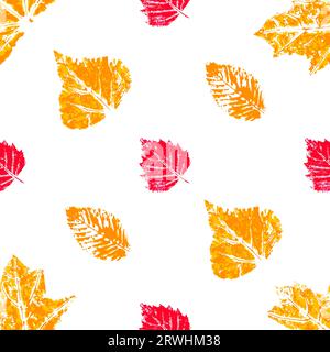 Textur der roten Herbstblätter. Niedliches nahtloses Muster für den Herbst. Print für Stoffdesign, Textil, Stoff Stock Vektor