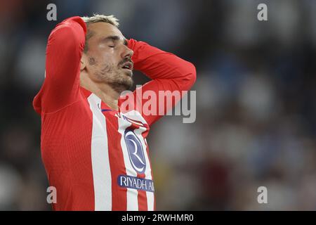 Rom, Italien. September 2023. Atletico Madrids französischer Stürmer Antoine Griezmann gesticulate während des UEFA Champions League-Spiels SS Lazio gegen Atletico Madrid im Olimpico-Stadion am 19. September 2023 in Rom. Quelle: Unabhängige Fotoagentur/Alamy Live News Stockfoto