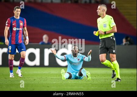 Barcelona, Spanien. September 2023. Mandela Keita (Antwerpen) während eines ersten Spiels der UEFA Champions League zwischen dem FC Barcelona und Royal Antwerp bei Estadi Olimpic Lluis Companys in Barcelona, Spanien am 19. September 2023. (Foto/Felipe Mondino) Credit: Independent Photo Agency/Alamy Live News Stockfoto