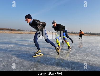 Schlittschuhlaufen auf dem Fens Nr Ely Camb. 04.02.12 Stockfoto