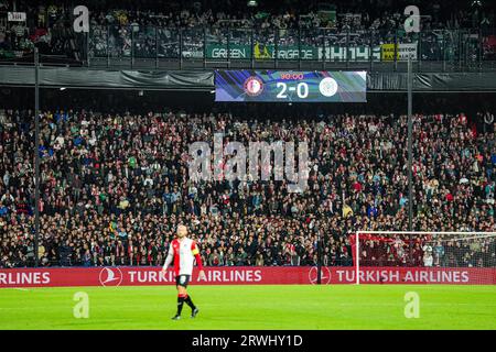 Rotterdam, Niederlande. September 2023. Rotterdam - das Endresultat während der 1. Runde der UEFA Champions League zwischen Feyenoord und Celtic im Stadion Feijenoord de Kuip am 19. September 2023 in Rotterdam, Niederlande. Anrede: Box to Box Pictures/Alamy Live News Stockfoto