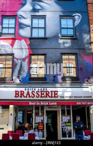 The Brick Lane Brasserie Indian Restaurant, Brick Lane, London, Großbritannien. Stockfoto