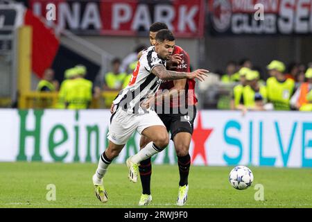 Mailand, Italien. September 2023. Stadio Giuseppe Meazza Stadio Giuseppe Meazza MAILAND, ITALIEN - 19. SEPTEMBER: Bruno Guimaraes (#39 Newcastle) während des Spiels der UEFA Champions League Group Stage F zwischen AC Mailand und Newcastle United im Stadio Giuseppe Meazza am 19. SEPTEMBER 2023 in Mailand. (Foto von Richard Callis/SPP) (Richard Callis/SPP) (Richard Callis/SPP) Credit: SPP Sport Press Photo. Alamy Live News Stockfoto