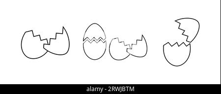 Symbol für gebrochenes Ei. Linienart gebrochenes Ei Kontursymbol Vektorillustration Stock Vektor