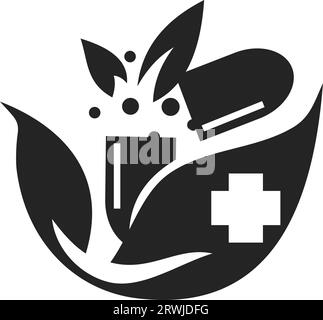 Vorlage für Pharmazie-Logo isoliert. Markenidentität. Symbol abstrakter Vektor-Grafik Stock Vektor