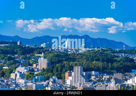 Blick auf die Stadt Sendai von den Ruinen der Burg Sendai Stockfoto