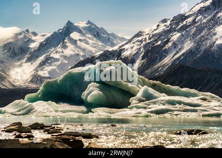 Der Eisberg schwimmt auf der Oberfläche des Tasman Lake im Mountt Cook National Park Stockfoto