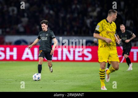 Paris, Frankreich. September 2023. Vitinha während des 1. Runde-F-Fußballspiels der UEFA Champions League zwischen Paris Saint-Germain (PSG) und Borussia Dortmund (BVB) im Parc des Princes Stadion in Paris am 19. September 2023. Foto: Eliot Blondet/ABACAPRESS.COM Abaca Press/Alamy Live News Stockfoto